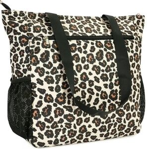 Tote Bag Large Capacity Shoulder Handbag Multi-Pocket Waterproof LEOPARD PRINT